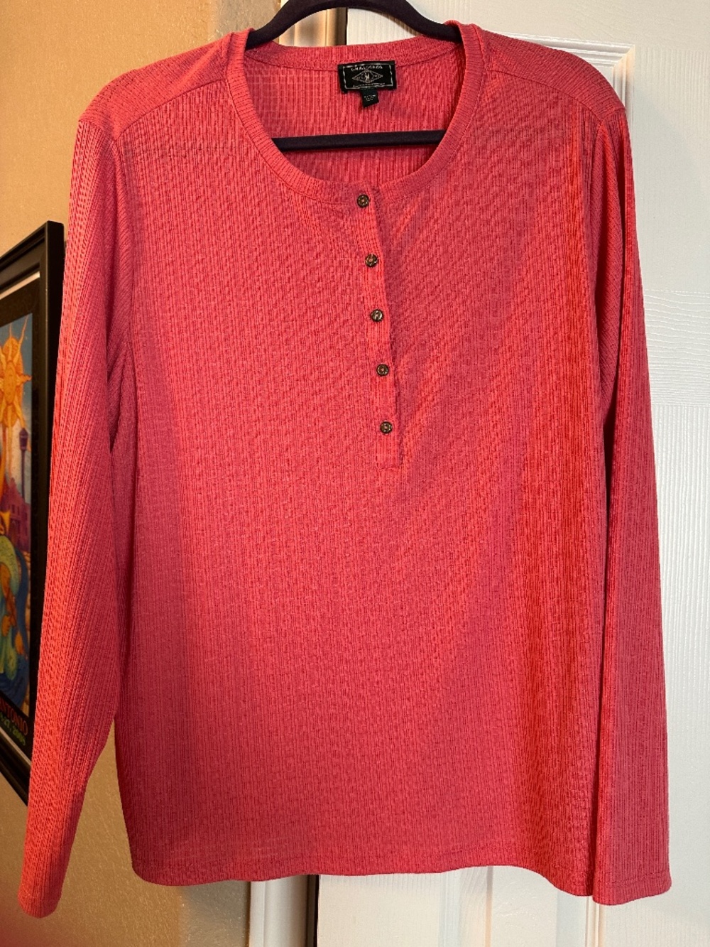G.H. Bass & Co. Ladies' Long-Sleeve Textured Henley Top